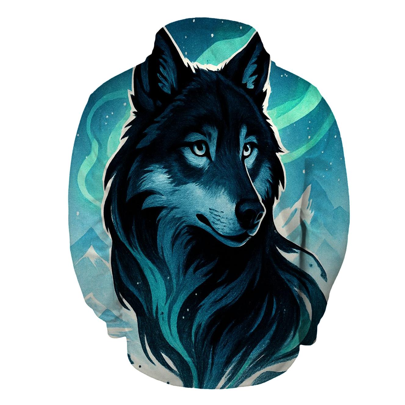 The Auroral Ink Wolf designer hoodies