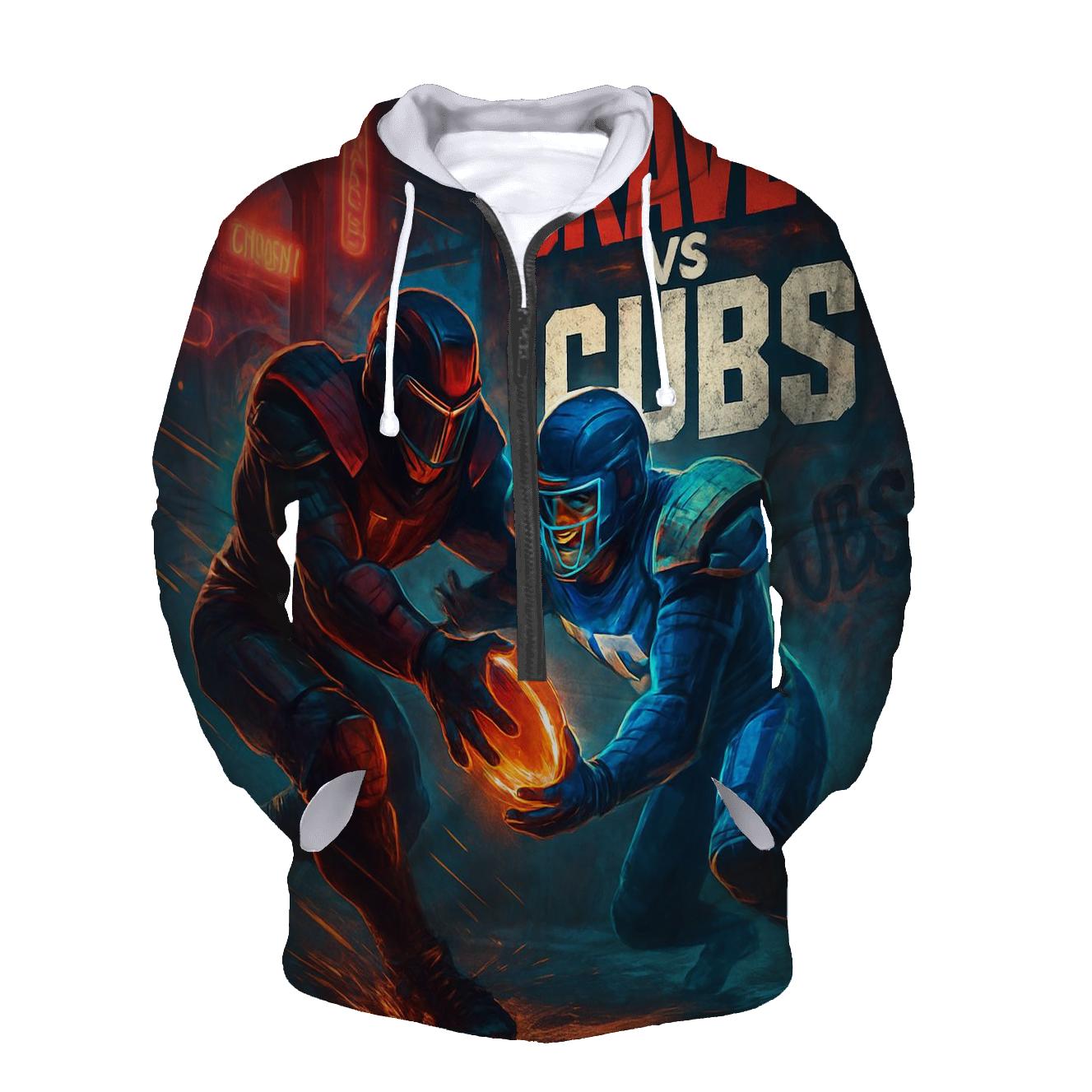 Neon Rail Yard Scrimmage Braves Versus Cubs printed hoodies