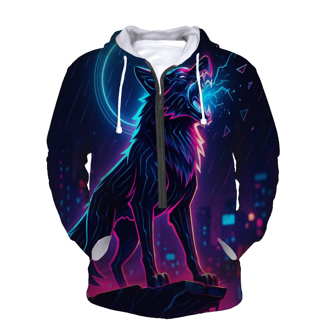 Neon Circuit Howl Sentinel custom hoodies
