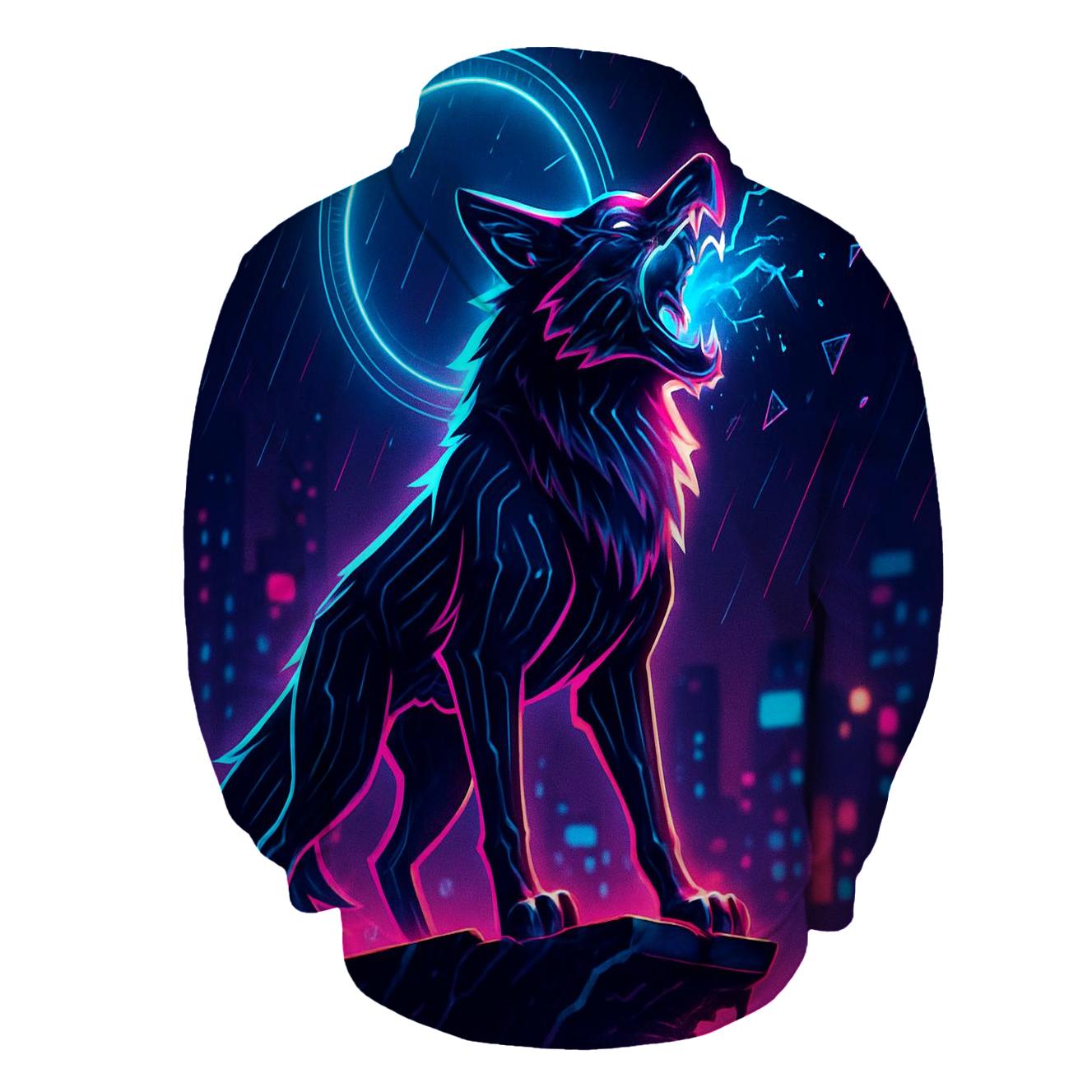 Neon Circuit Howl Sentinel custom hoodies