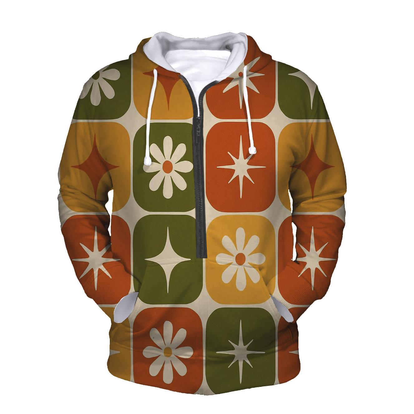 Seventies Kitchen Tile Starburst Grid graphic hoodies