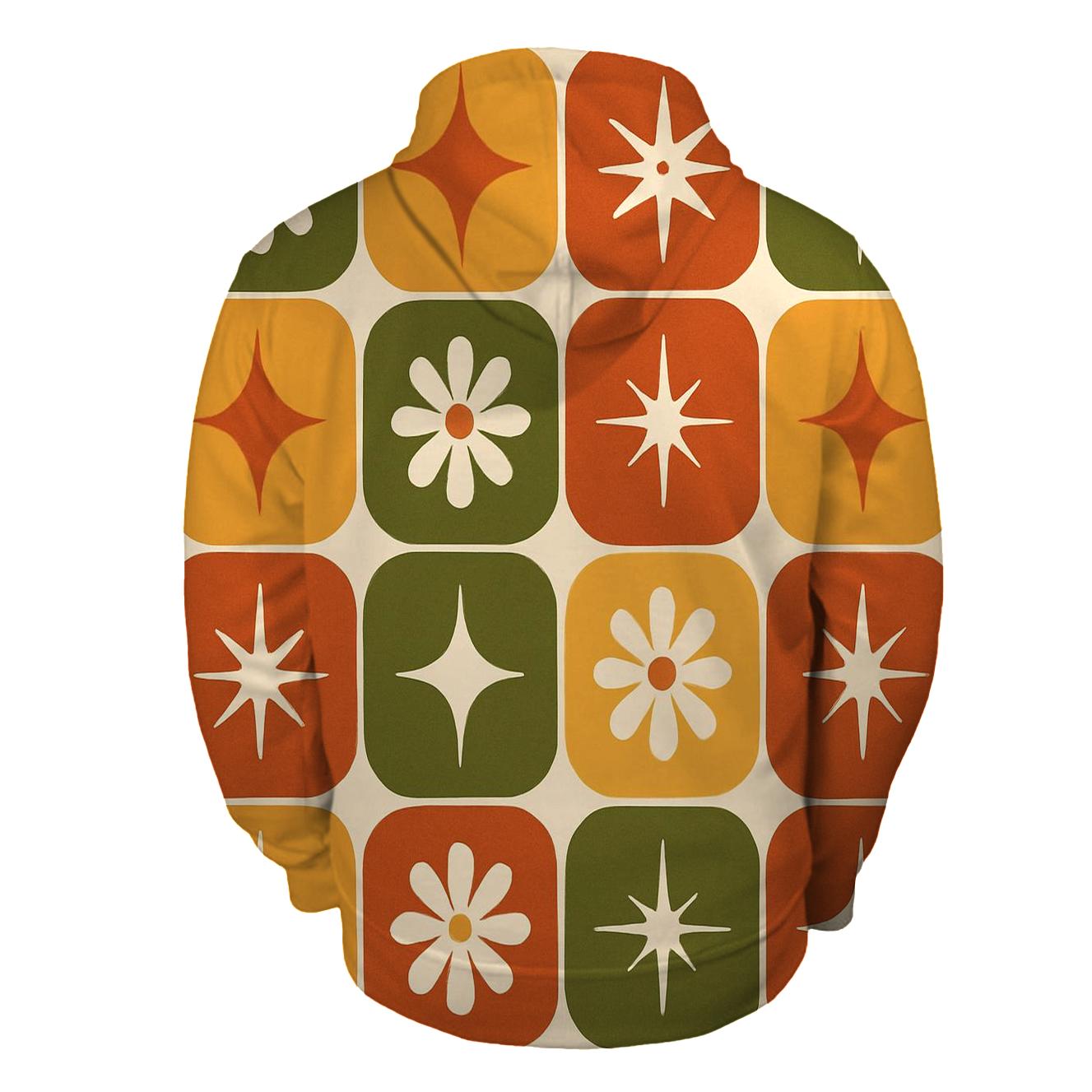 Seventies Kitchen Tile Starburst Grid graphic hoodies