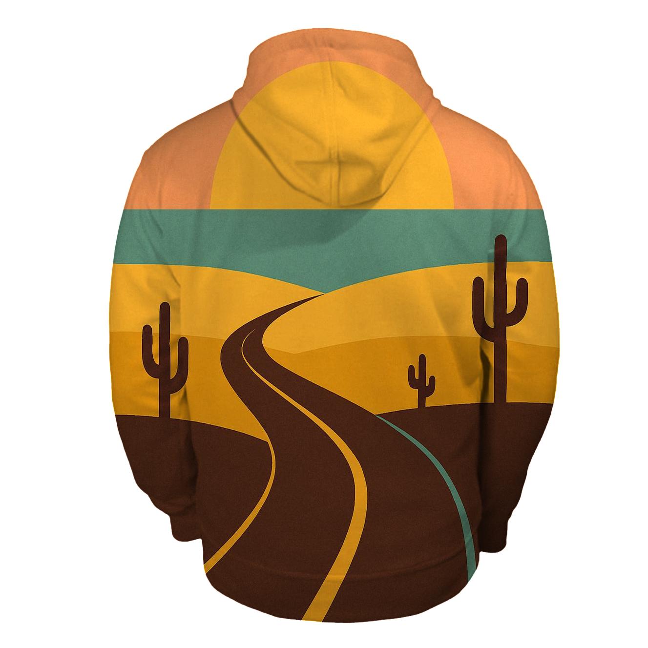 Desert Highway Sun And Horizon Bands printed hoodies