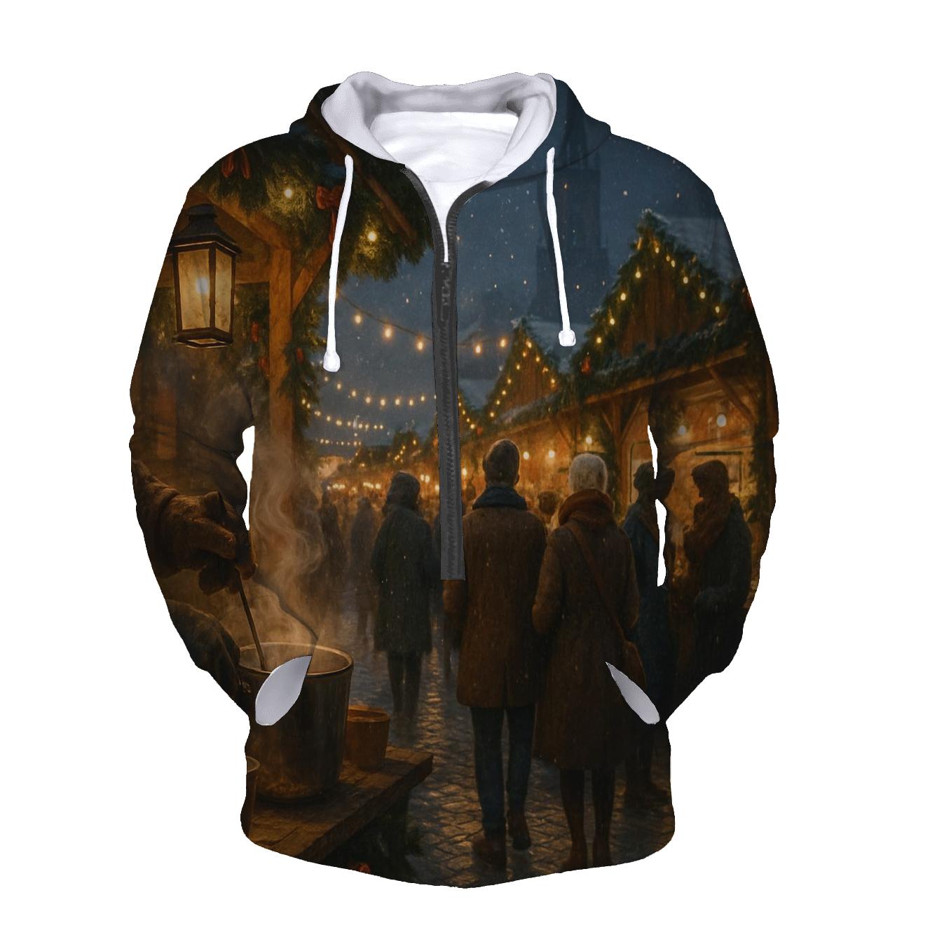 Christmas Market Under Lantern Glow premium hoodies