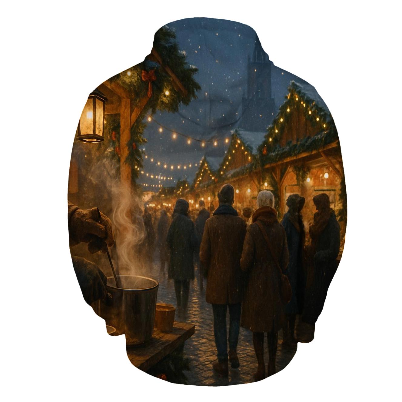 Christmas Market Under Lantern Glow premium hoodies