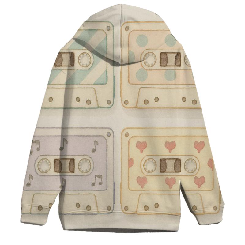 Cassette Patchwork Window printed hoodies