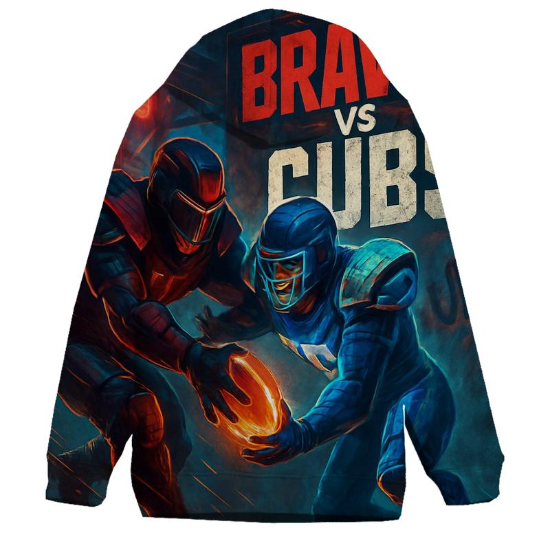 Neon Rail Yard Scrimmage Braves Versus Cubs zip-up hoodies