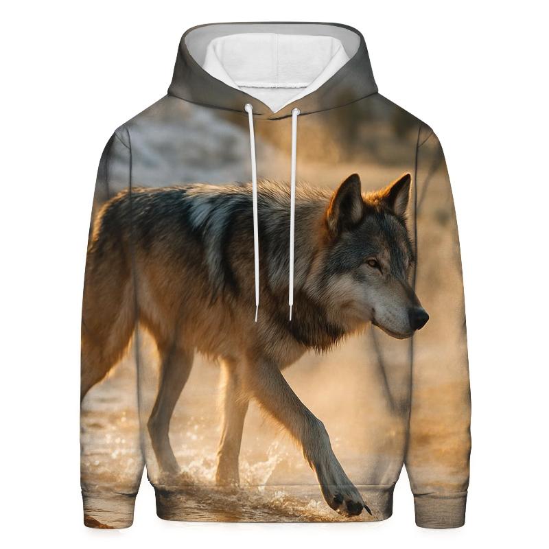 Yellowstone Wolf Crossing A Geothermal Runoff Channel pullover hoodies