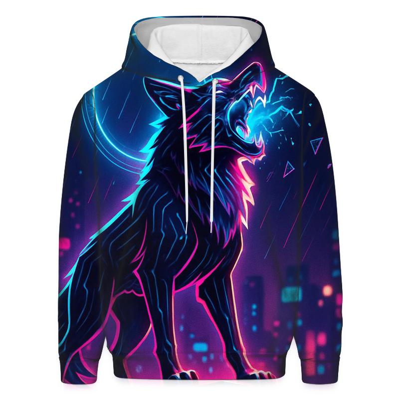 Neon Circuit Howl Sentinel printed hoodies