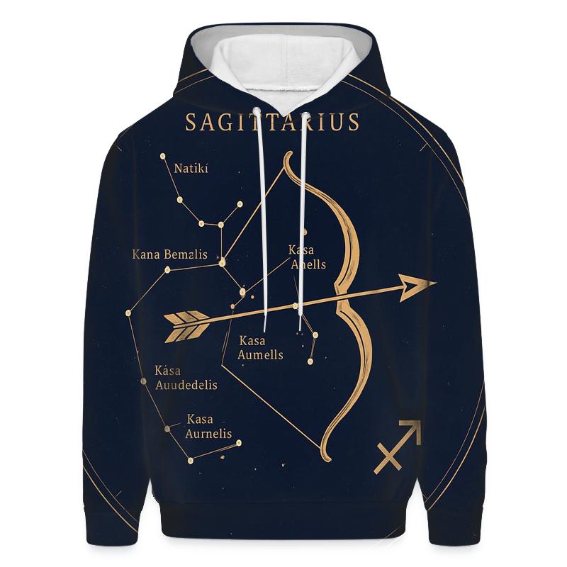 Sagittarius Archer Meridian Map zip-up hoodies