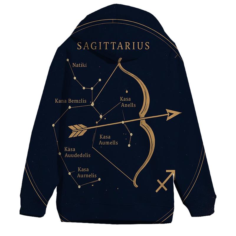 Sagittarius Archer Meridian Map zip-up hoodies