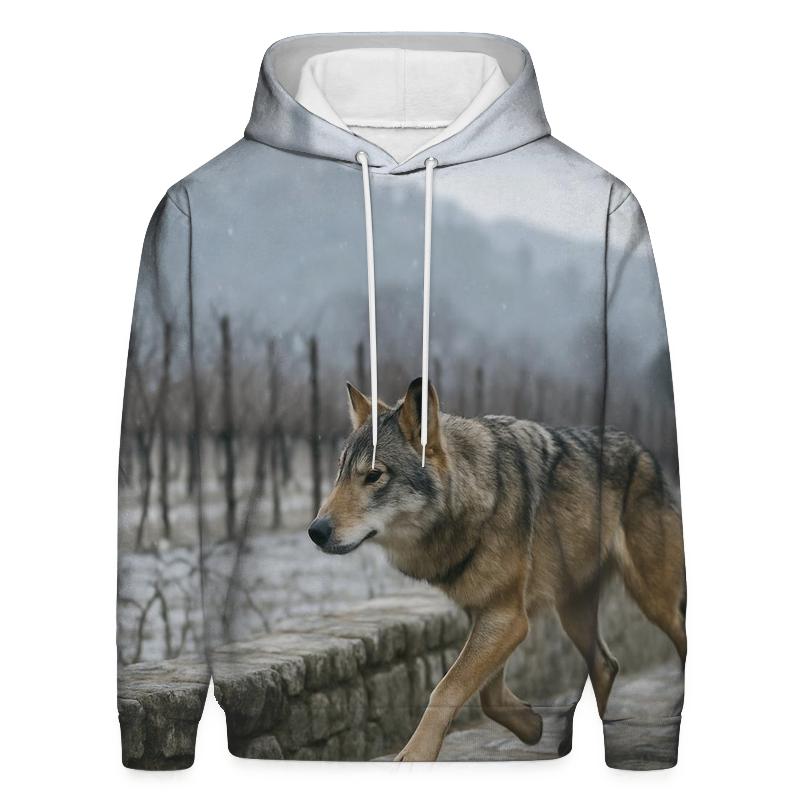 Apennine Wolf At A Winter Vineyard Boundary custom hoodies