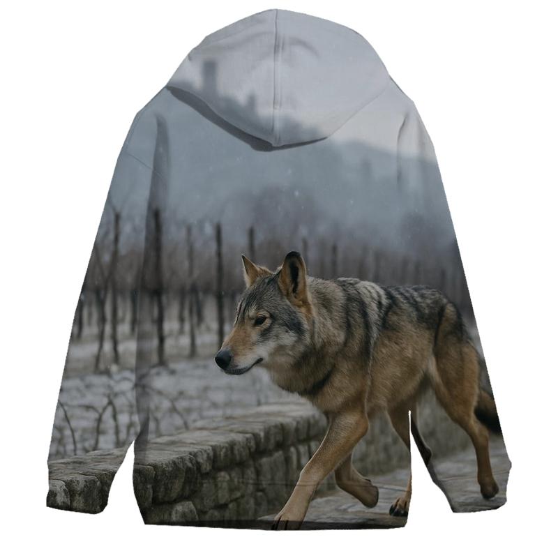 Apennine Wolf At A Winter Vineyard Boundary custom hoodies