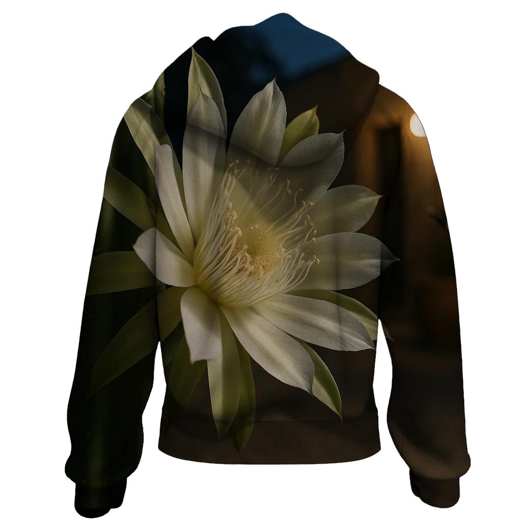 Midnight Bloom Of Queen Of The Night Cactus In A Desert Courtyard lightweight hoodies