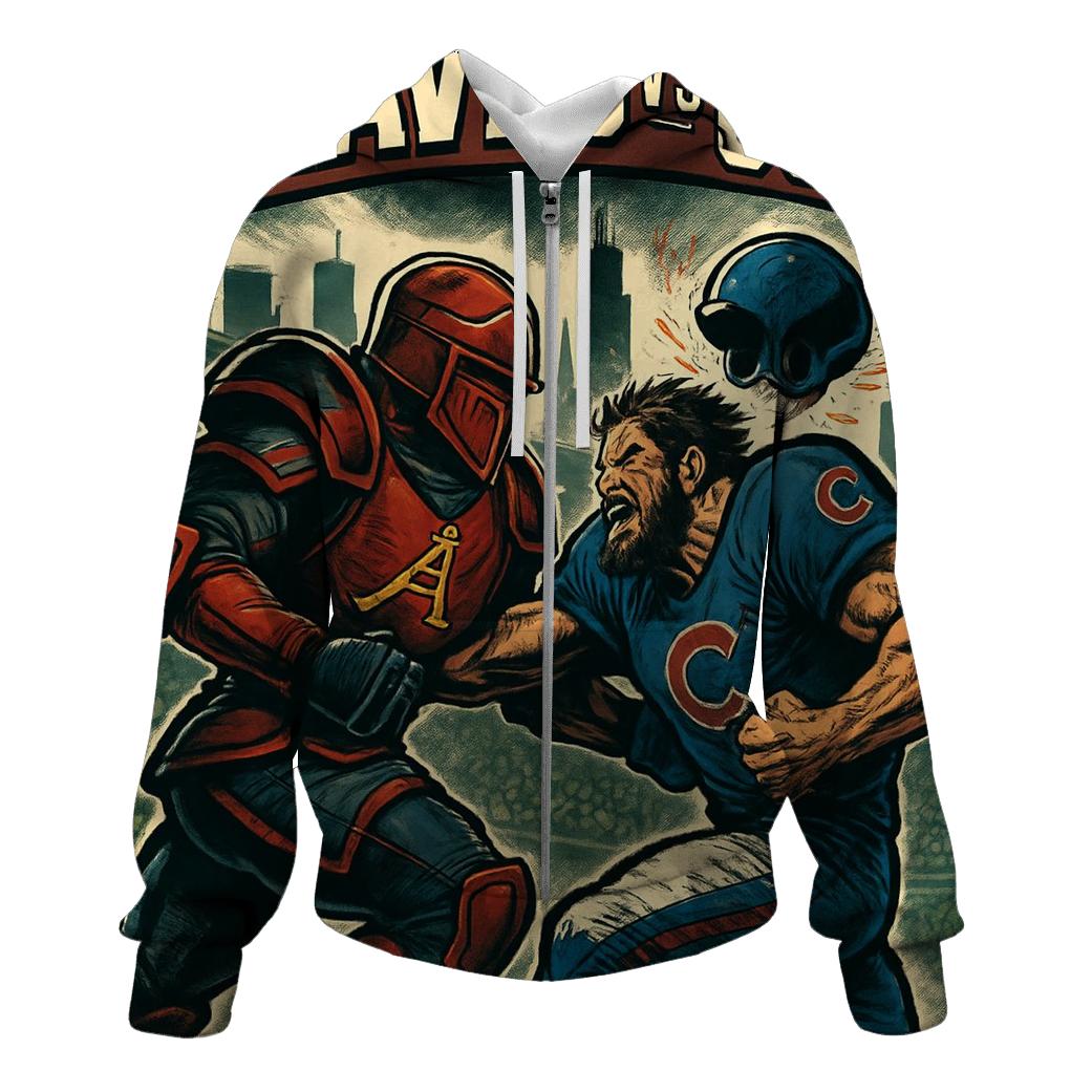 Skyline Clash At Gridiron Wrigley pullover hoodies