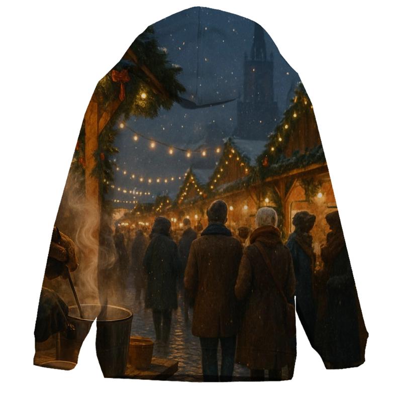 Christmas Market Under Lantern Glow embroidered hoodies