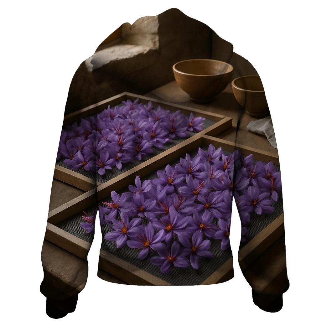 Saffron Crocus Harvest Trays Drying In A Stone Farmhouse Kitchen custom hoodies
