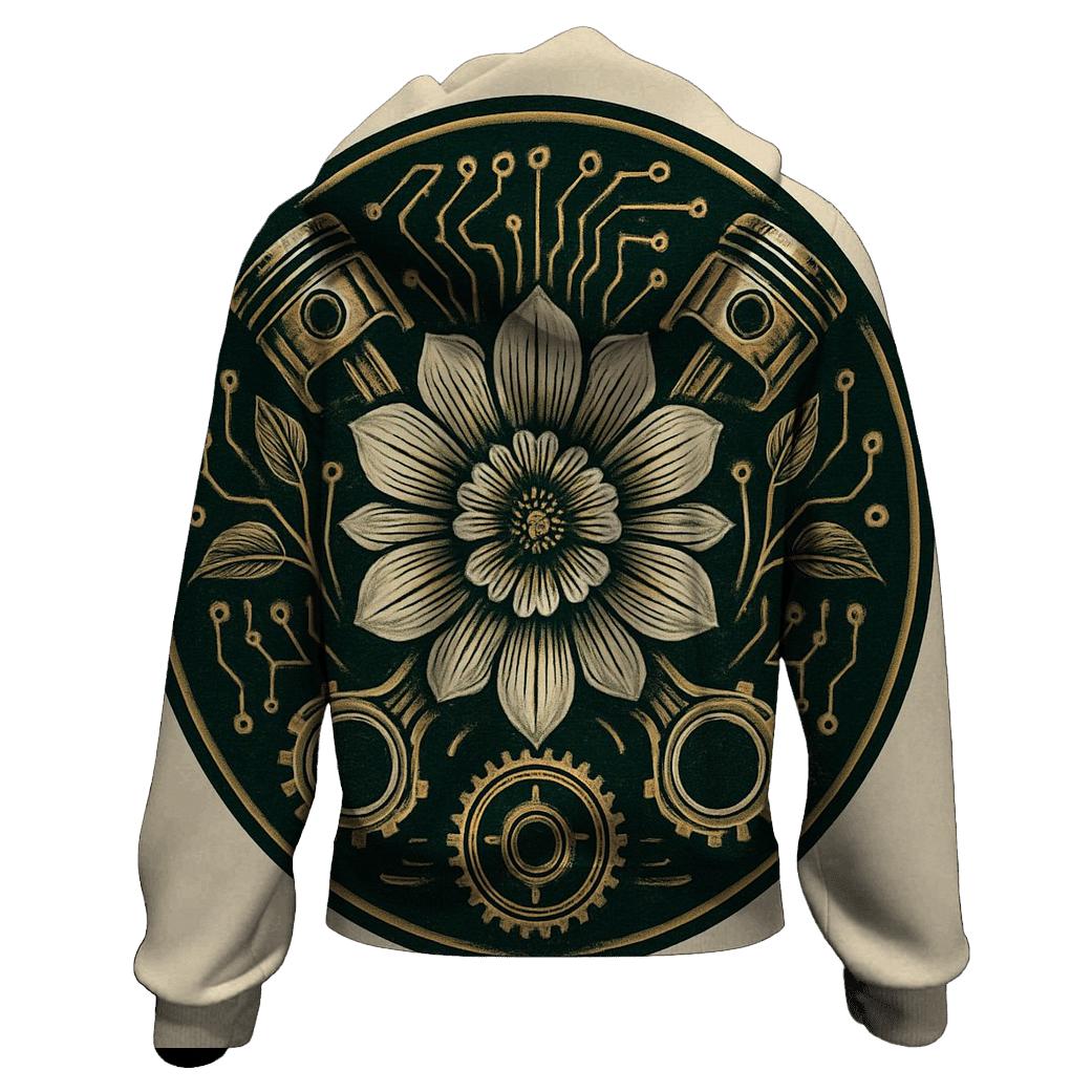 Biomechanical Bloom Emblem zip-up hoodies