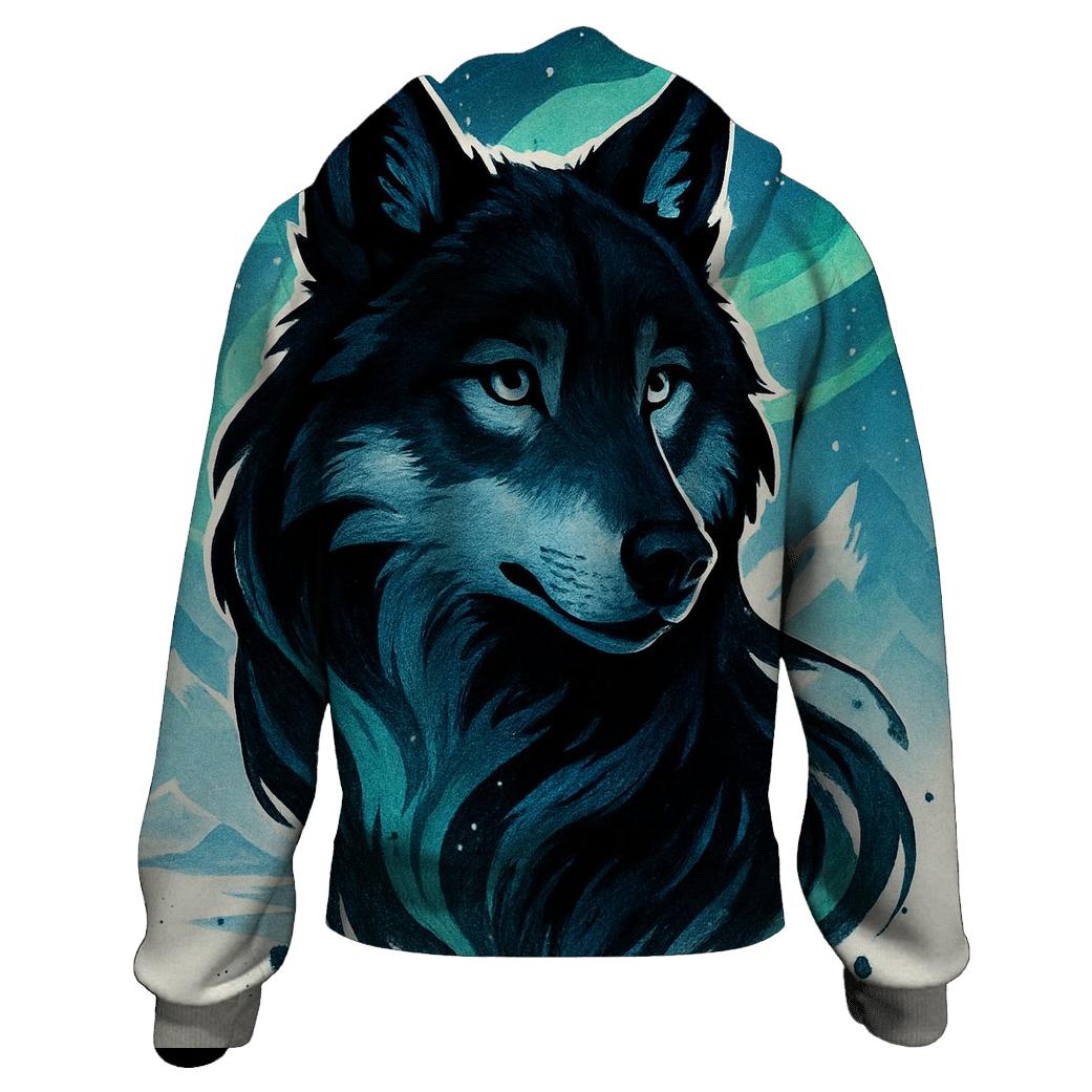 The Auroral Ink Wolf designer hoodies