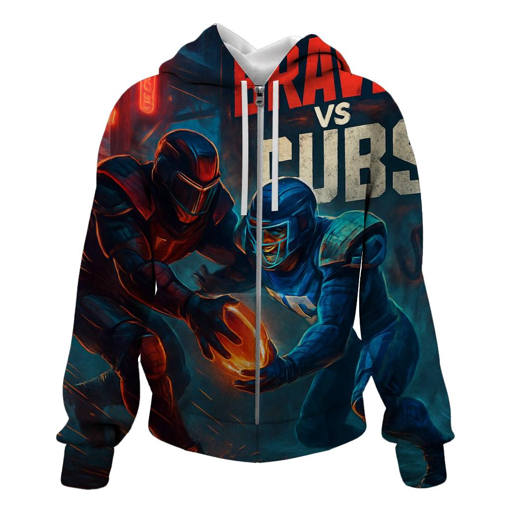 Neon Rail Yard Scrimmage Braves Versus Cubs pullover hoodies