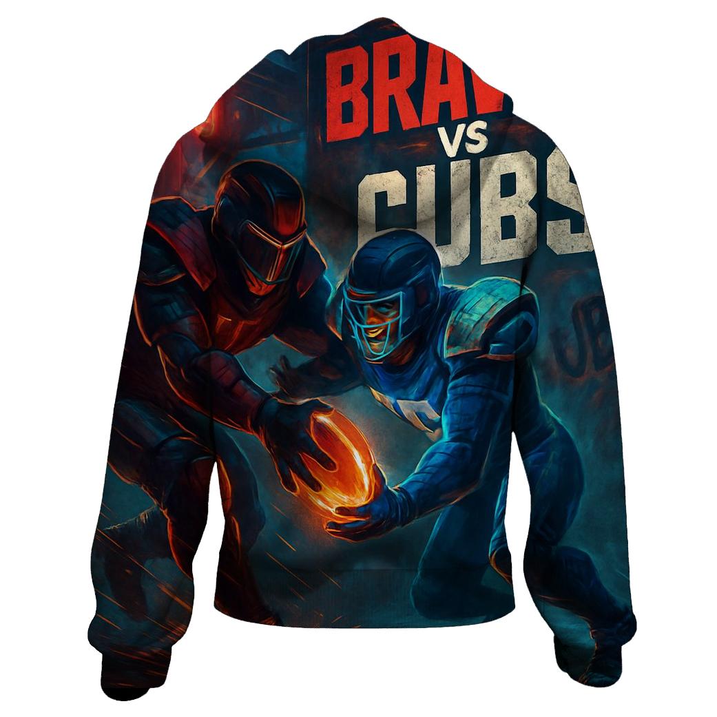Neon Rail Yard Scrimmage Braves Versus Cubs pullover hoodies