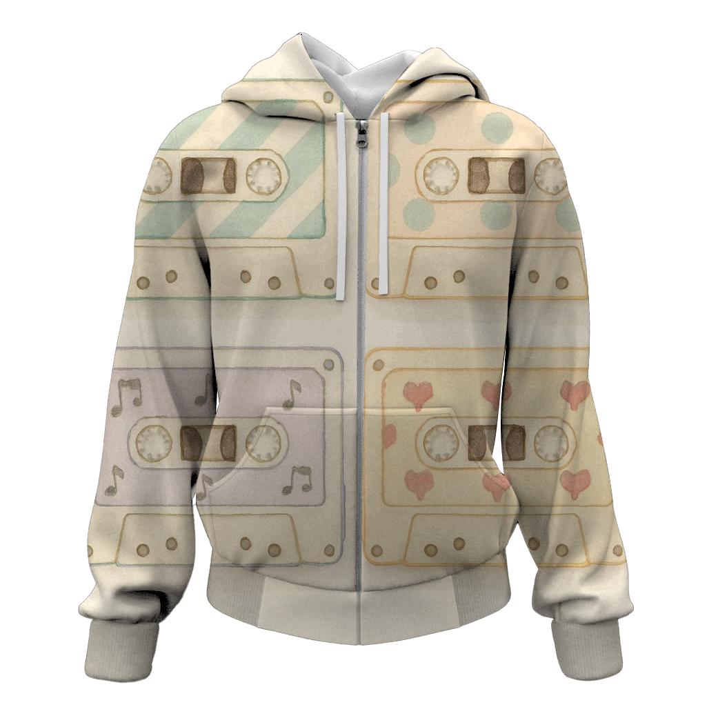 Cassette Patchwork Window printed hoodies