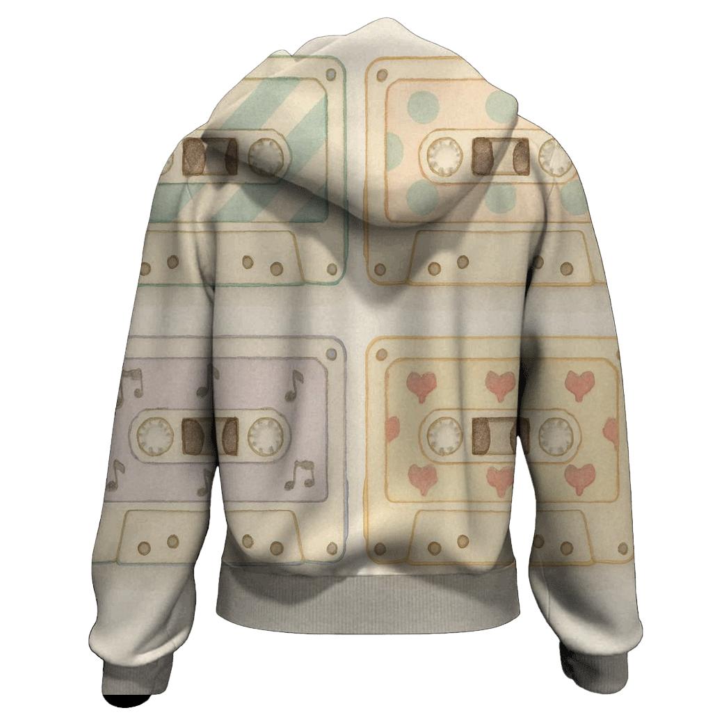 Cassette Patchwork Window printed hoodies