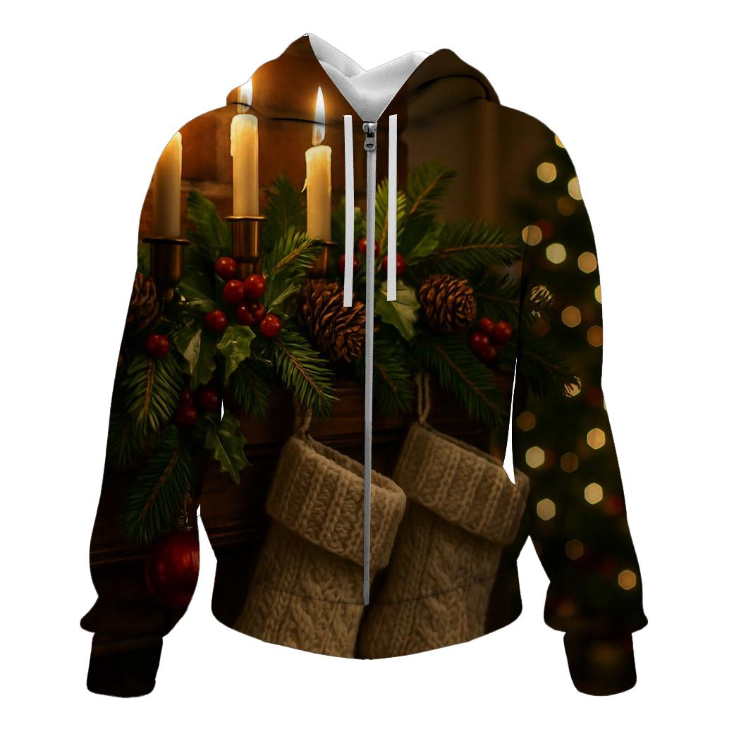 Candlelit Mantel Of Evergreen Dreams embroidered hoodies