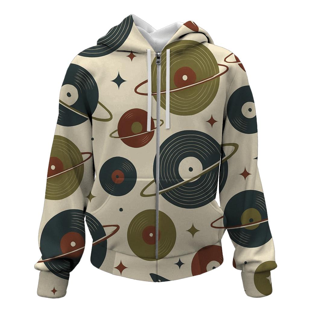 Vinyl Record Orbit Pattern lightweight hoodies