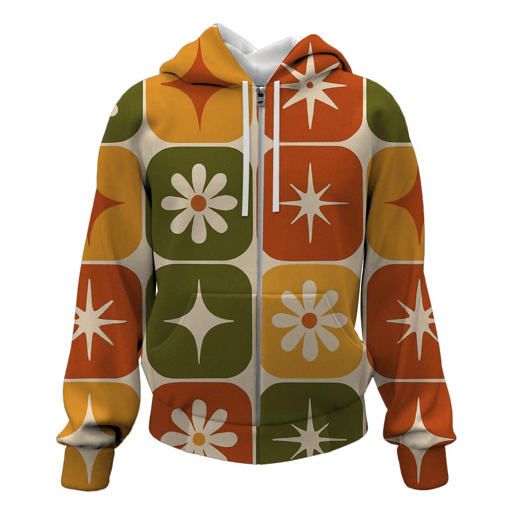 Seventies Kitchen Tile Starburst Grid custom hoodies