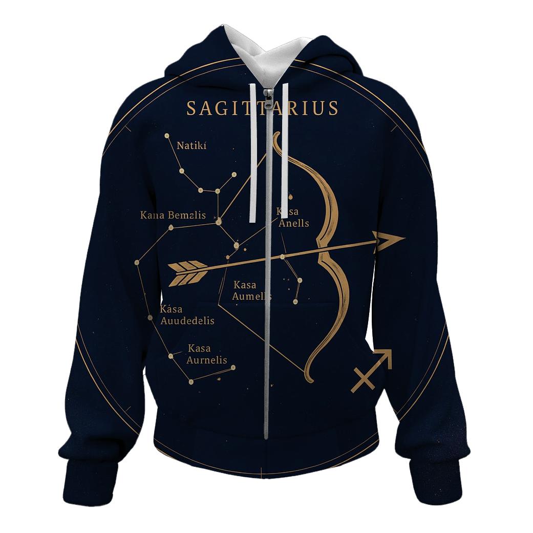 Sagittarius Archer Meridian Map heavyweight hoodies
