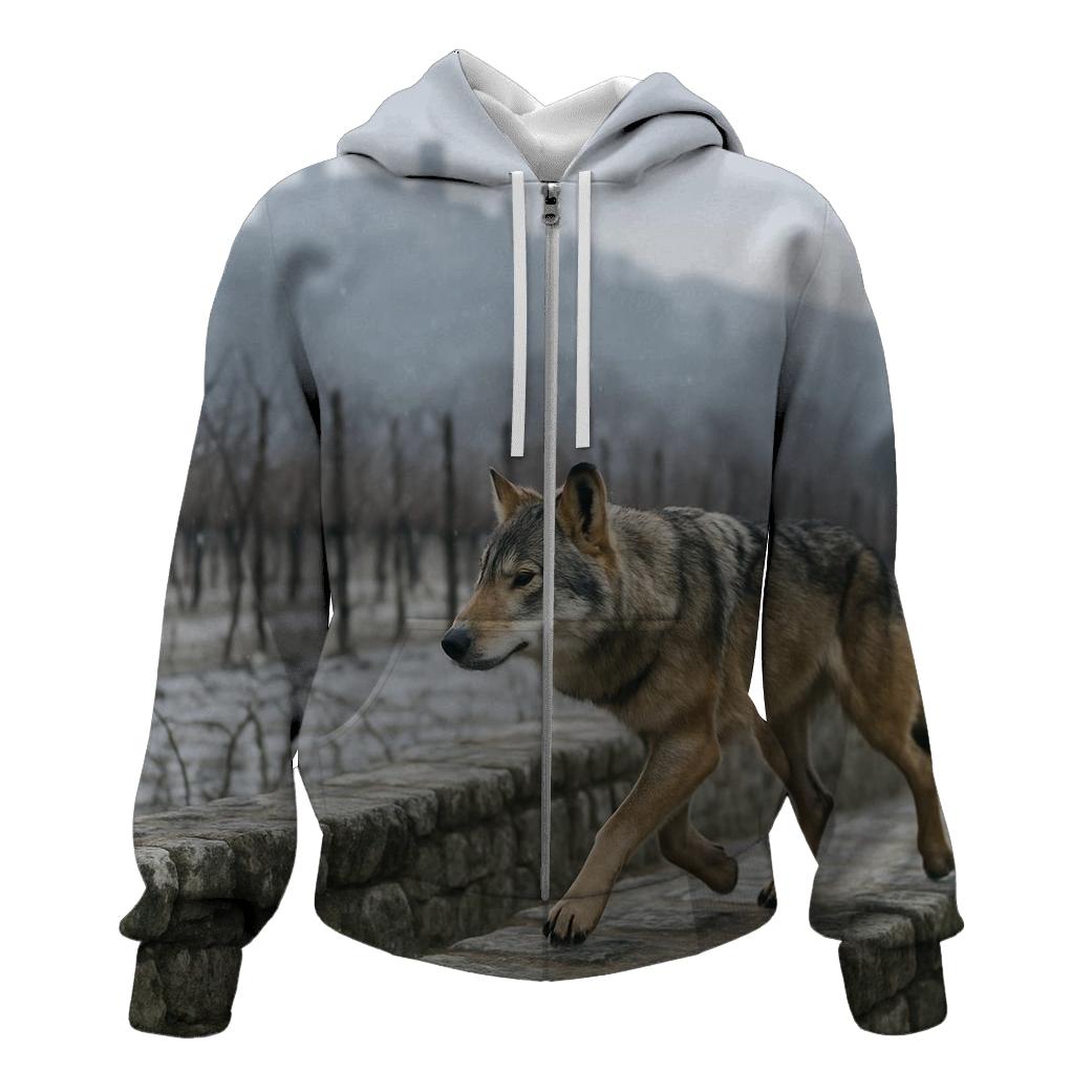 Apennine Wolf At A Winter Vineyard Boundary hoodie styles