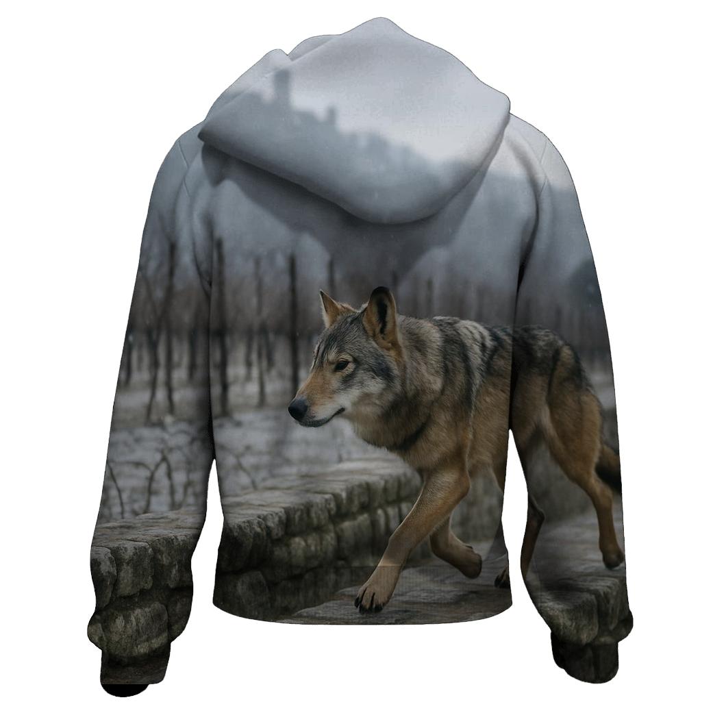 Apennine Wolf At A Winter Vineyard Boundary hoodie styles