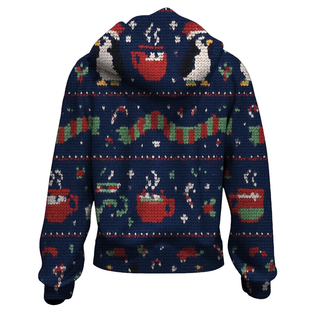 Penguin Parade Cocoa Cup Band Design heavyweight hoodies