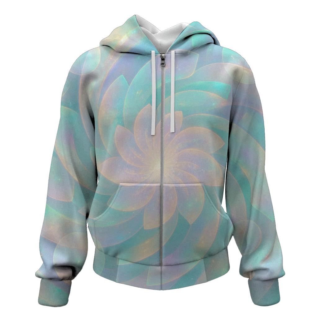 Pastel Opal Bloom Vortex designer hoodies