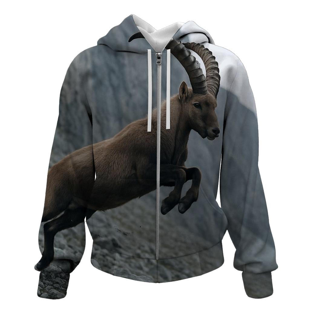 Scree Leap Alpine Ibex graphic hoodies