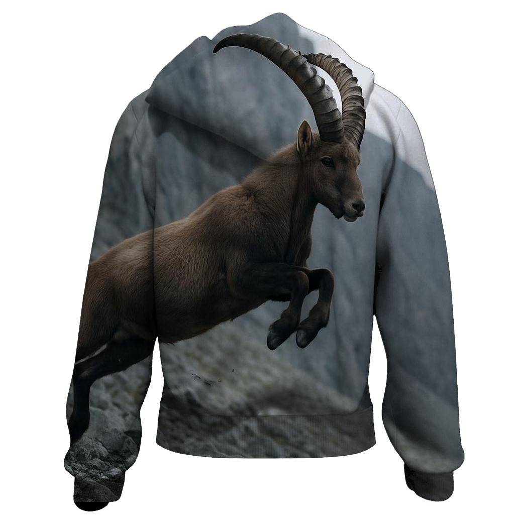 Scree Leap Alpine Ibex graphic hoodies