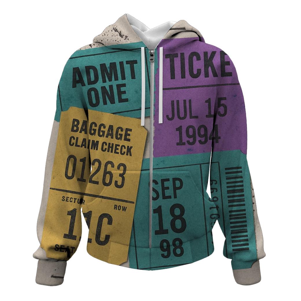 Distressed 90s Space Camp Admission Ticket Collage designer hoodies