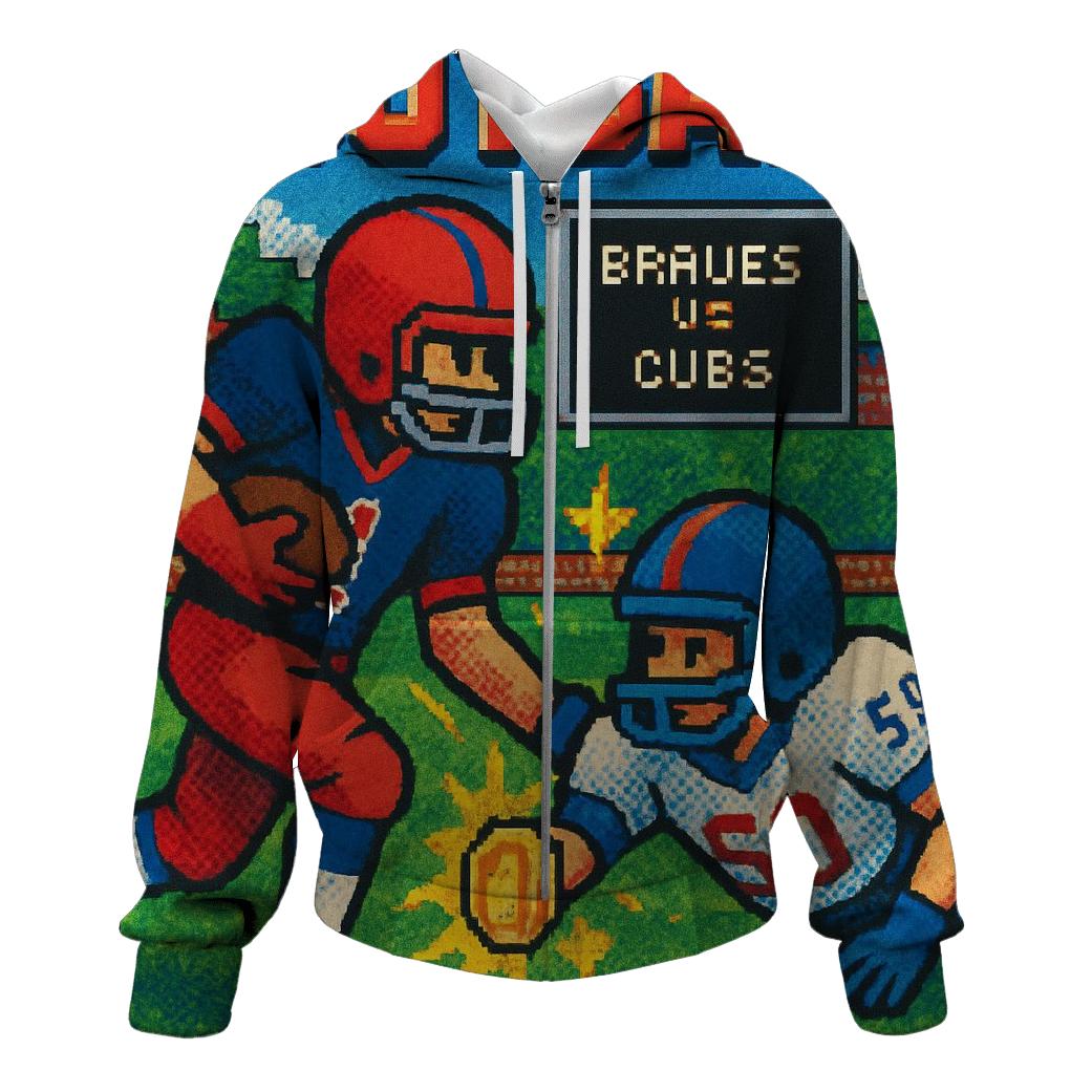 Retro Arcade Poster Braves Vs Cubs Battle Down printed hoodies