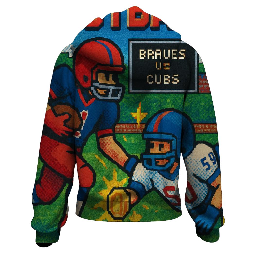 Retro Arcade Poster Braves Vs Cubs Battle Down printed hoodies