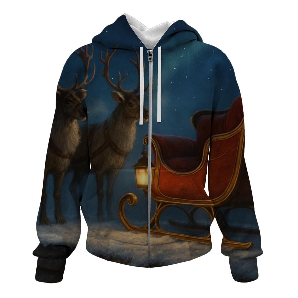 Midnight Sleigh On The Snowy Rooftops pullover hoodies