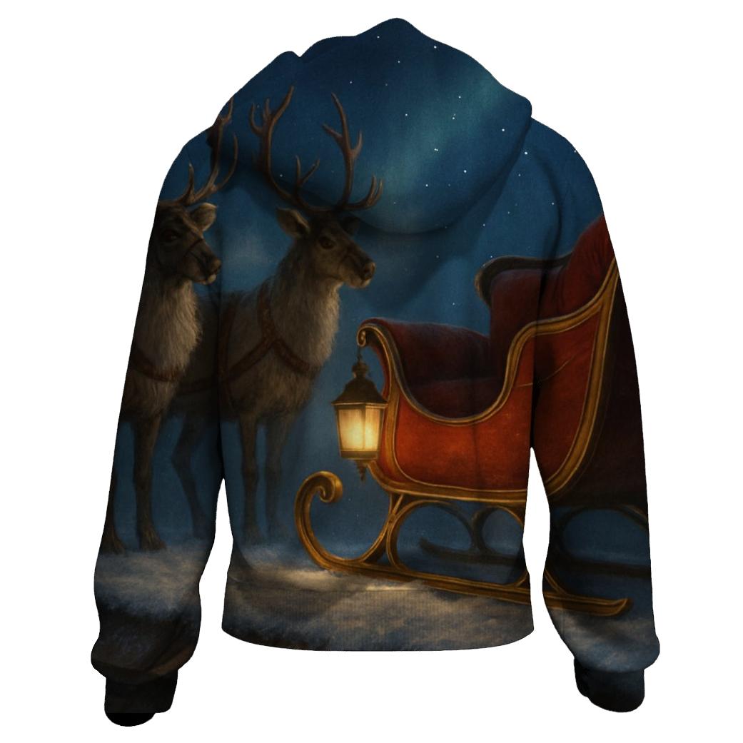 Midnight Sleigh On The Snowy Rooftops pullover hoodies
