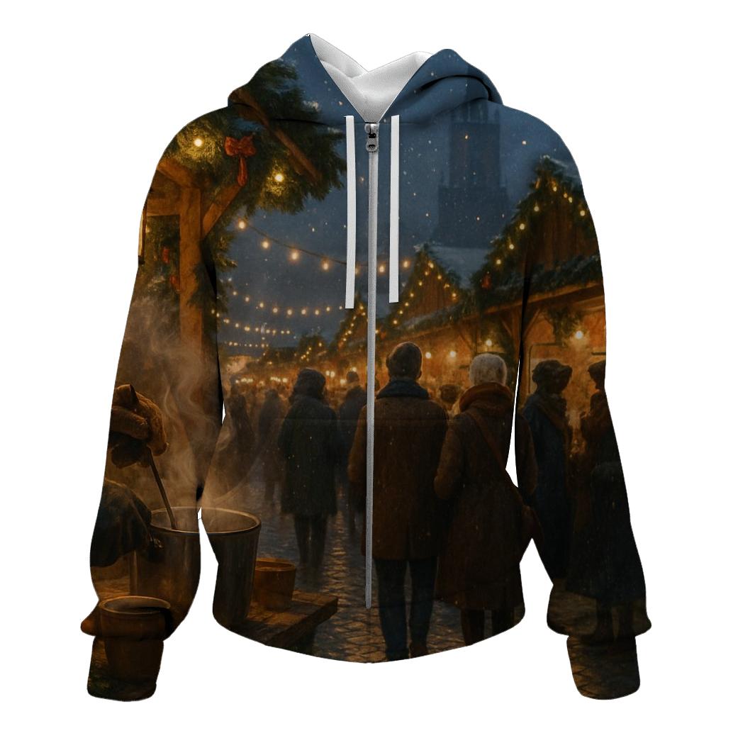 Christmas Market Under Lantern Glow lightweight hoodies
