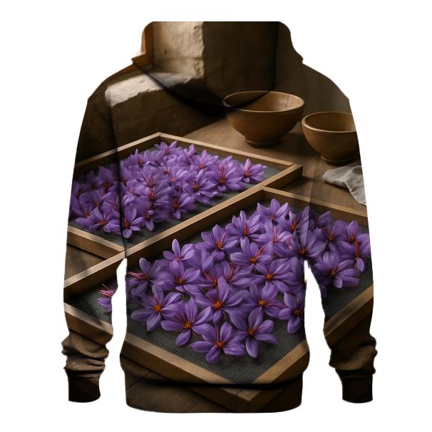 Saffron Crocus Harvest Trays Drying In A Stone Farmhouse Kitchen embroidered hoodies