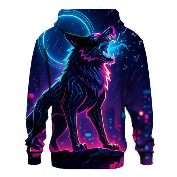 Neon Circuit Howl Sentinel pullover hoodies