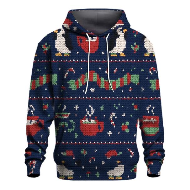 Penguin Parade Cocoa Cup Band Design printed hoodies