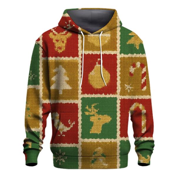 North Pole Postage Stamp Patchwork Design graphic hoodies