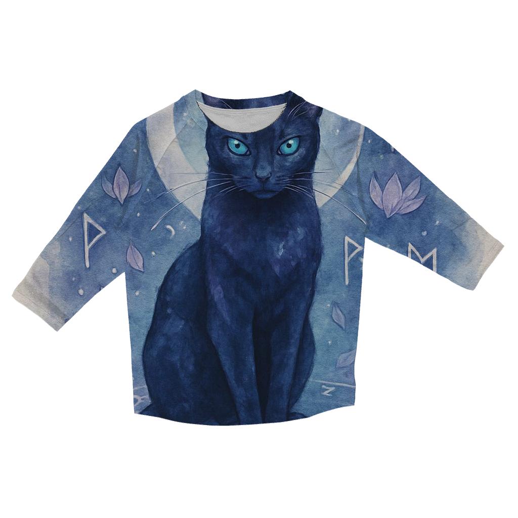 Moonlit Rune Guardian Cat trendy 3/4 sleeve tops