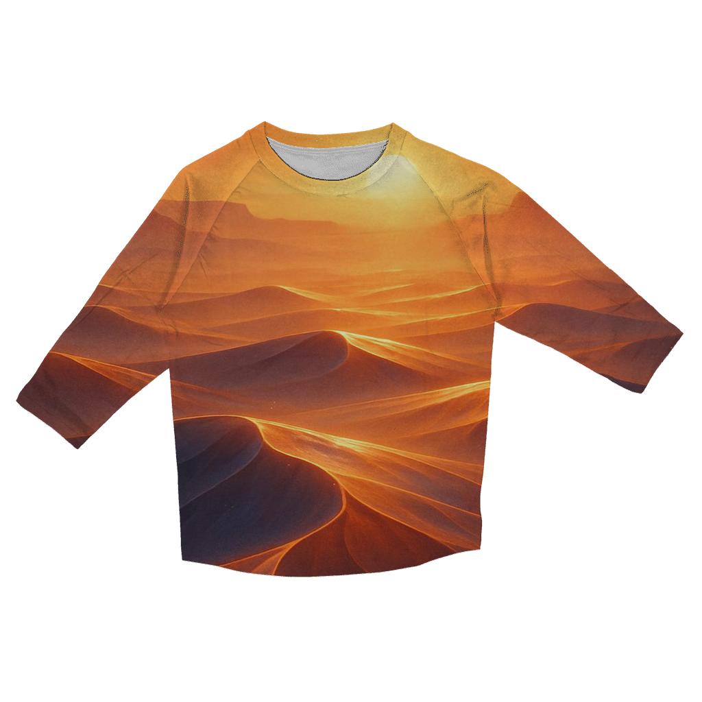 Saffron Mirage Over Glass Dunes printed three quarter sleeve shirts