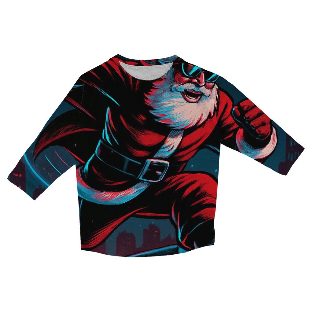 Neon Midnight Santa On The Rooftop Run designer 3/4 sleeve blouses